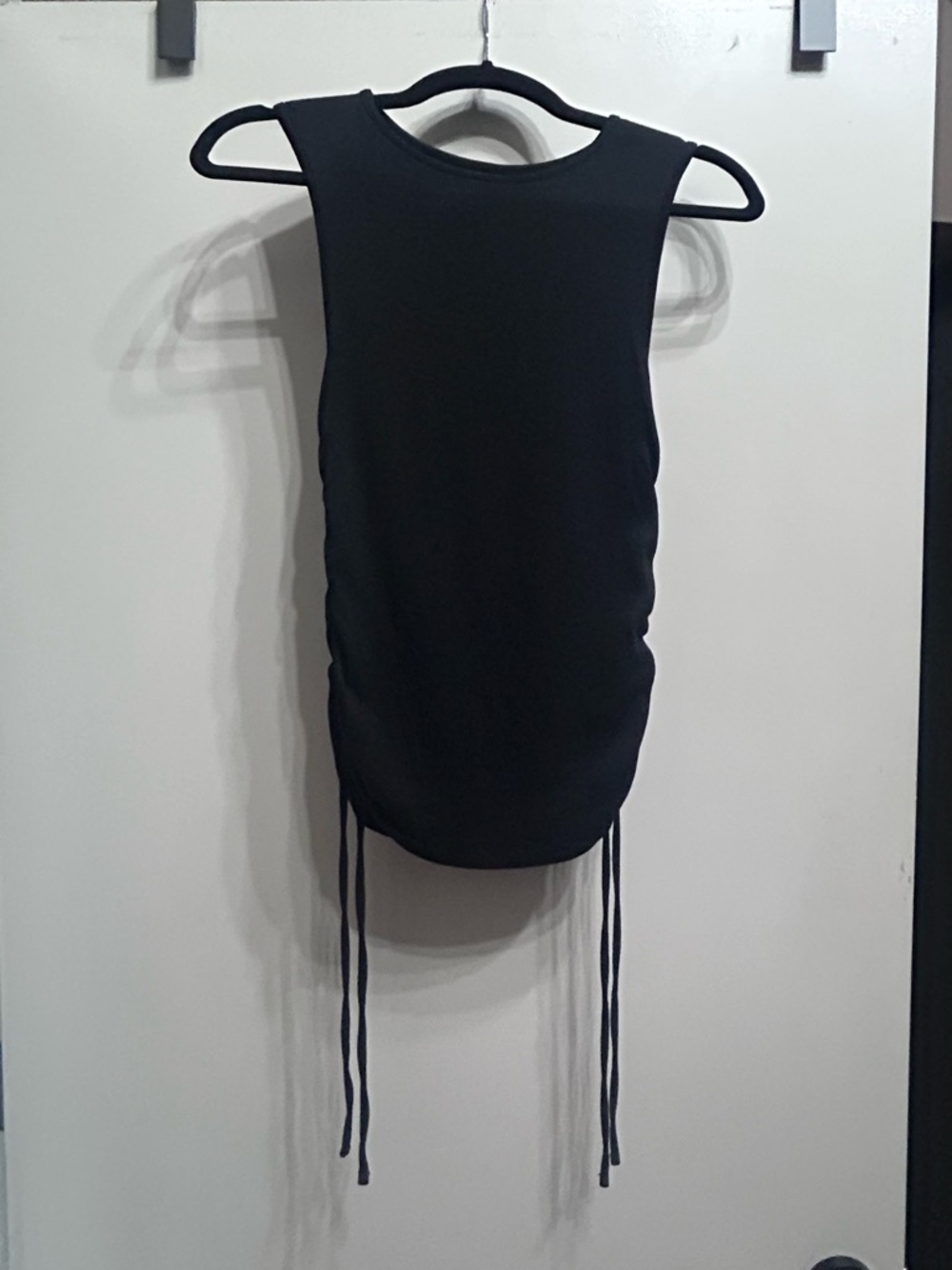 a new day Black Sleeveless Ruched Drawstring Tank